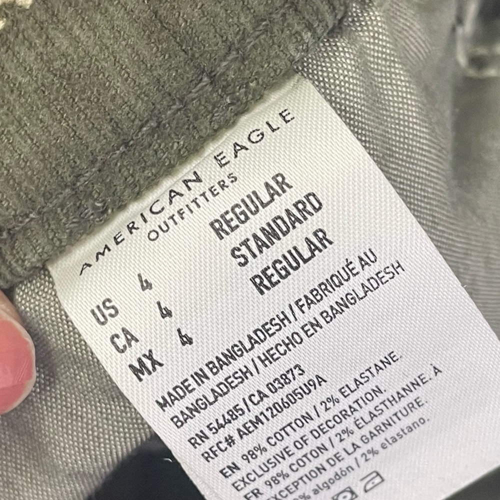 American Eagle Outfitters Corduroy Pants Womens Sz 4 Regular Green 90s Straight - Picture 10 of 12
